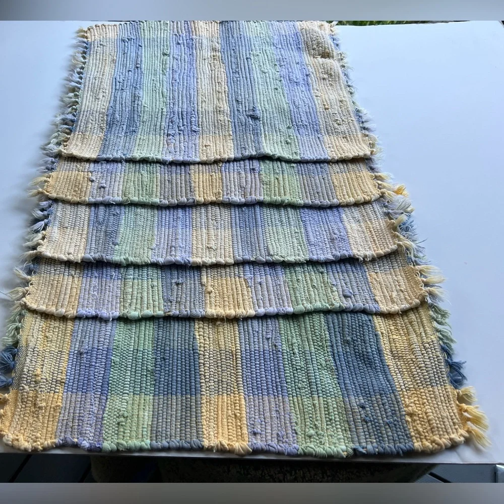 Set of 12 ❤️ Handwoven Pastel , Heavy Duty Striped Placemats